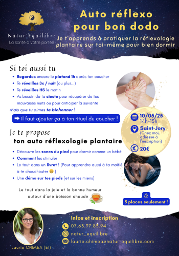 Flyer atelier « Auto réflexologie pour bon dodo » Flyer atelier "Auto réflexologie pour bon dodo"